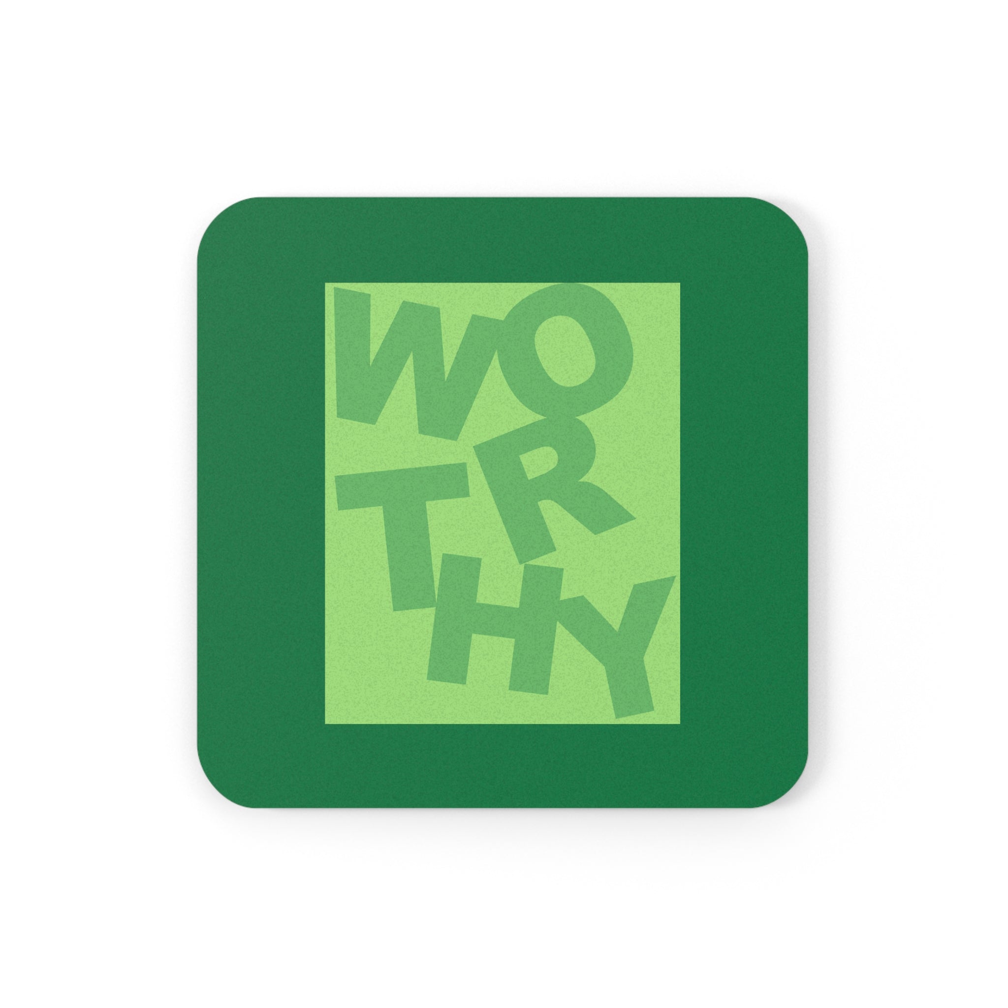Worthy, Green - Cork Back Coaster