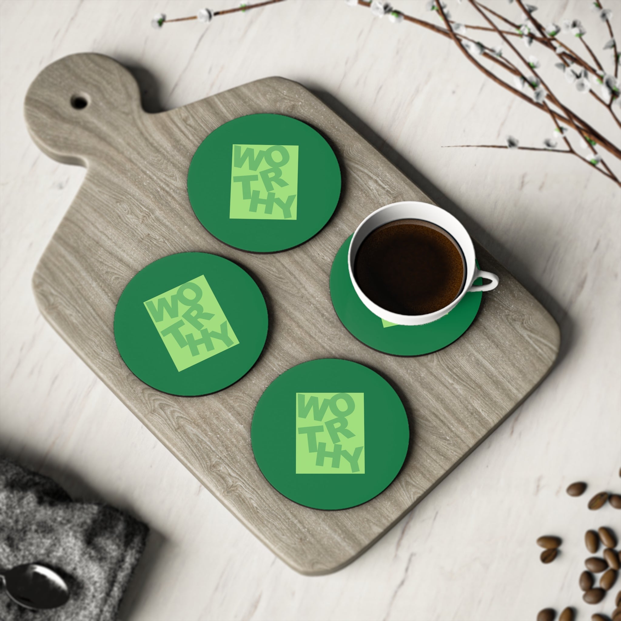 Worthy, Green - Coaster