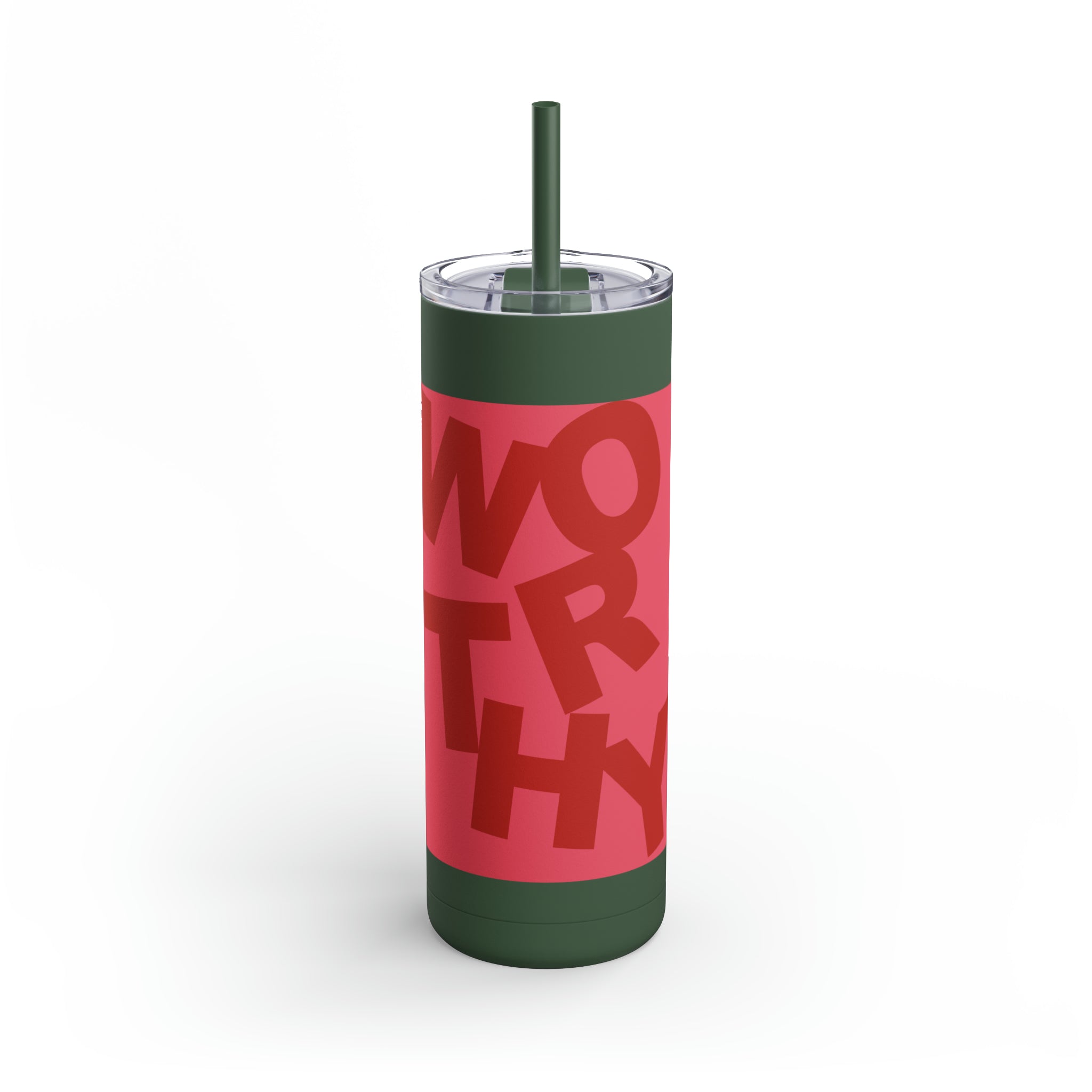Worthy, Red - Skinny Tumbler