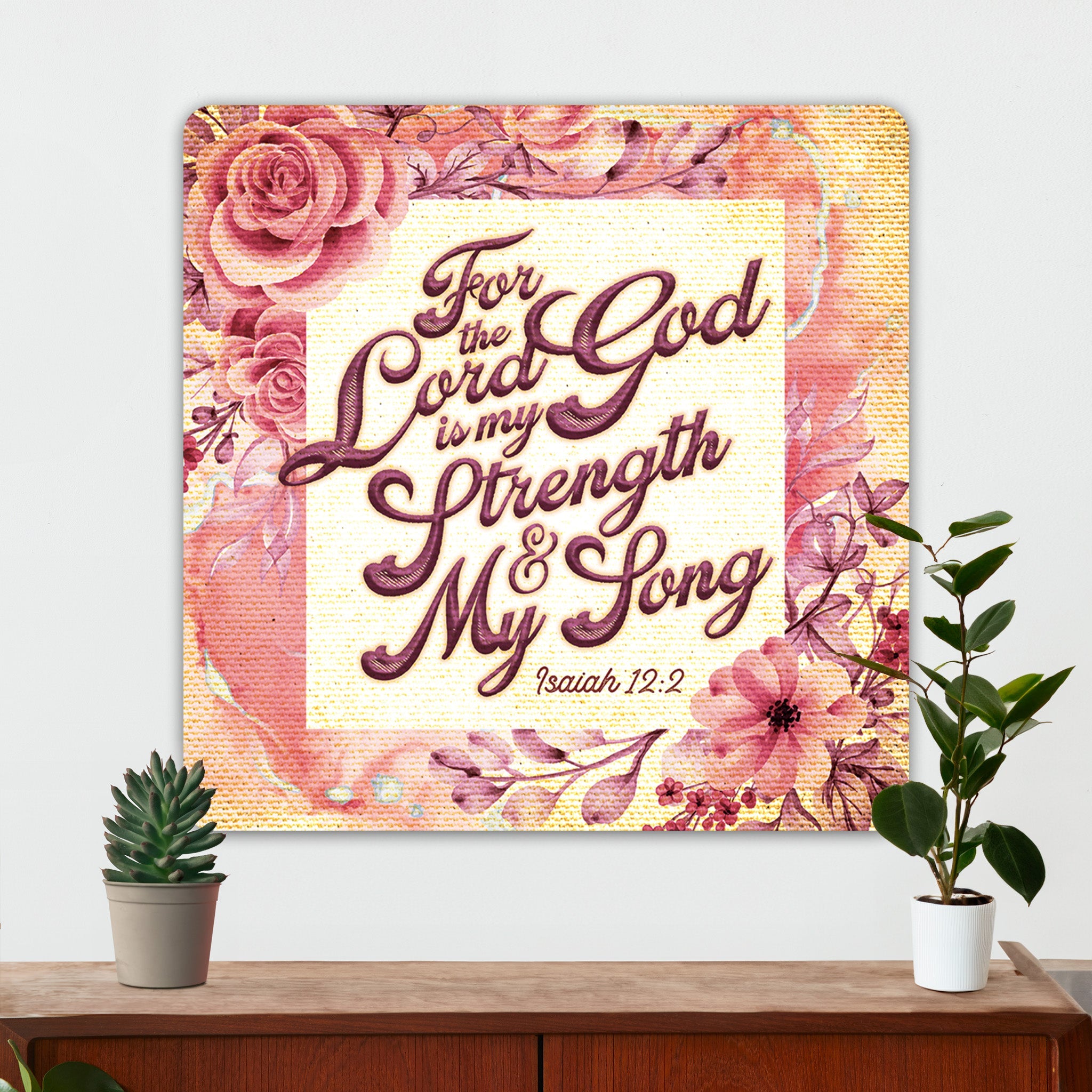 Christian Wall Decor - God My Strength - Metal Sign